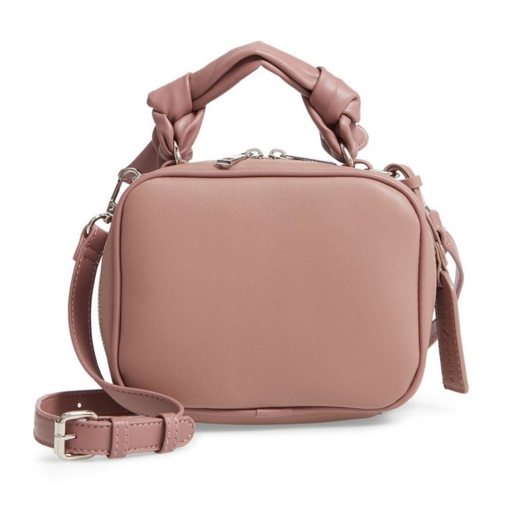 Sole Society Douga Dusty Rose Pink Vegan Leather Knotted Crossbody Handbag OS